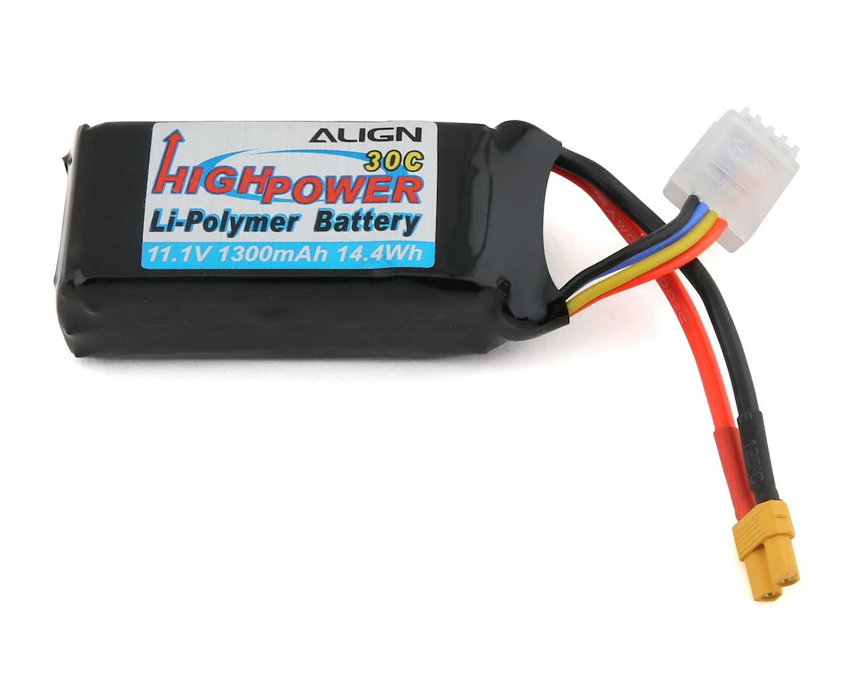 Align 3S Lipo 30C Battery (11.1V/1300mAh) w/XT-30 Connector 1 Align 3S Lipo 30C Battery (11.1V/1300mAh) w/XT-30 Connector