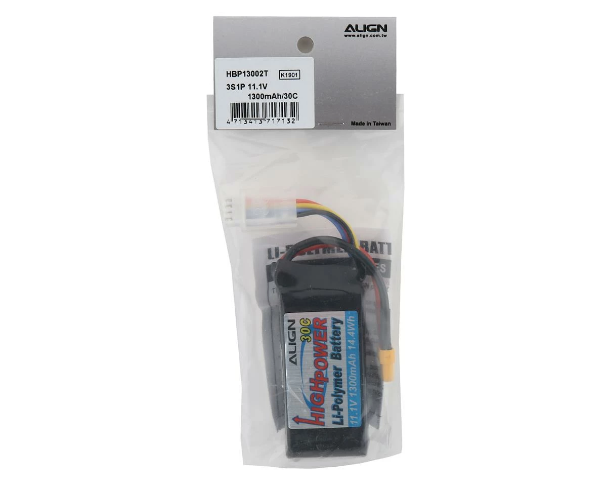 Align 3S Lipo 30C Battery (11.1V/1300mAh) w/XT-30 Connector 2 Align 3S Lipo 30C Battery (11.1V/1300mAh) w/XT-30 Connector - Image 2