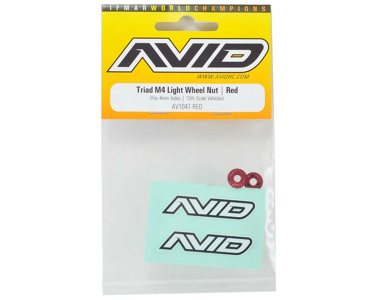 Avid RC Triad 4mm Light Weight Serrated Wheel Nut Set (4) (Red) 2 Avid RC Triad 4mm Light Weight Serrated Wheel Nut Set (4) (Red) - Image 2