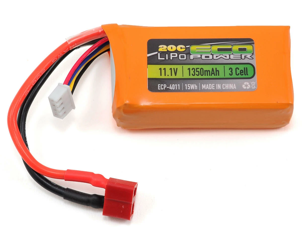 EcoPower "Electron" 3S LiPo 20C Battery (11.1V/1350mAh) w/T-Style Connector 1 EcoPower "Electron" 3S LiPo 20C Battery (11.1V/1350mAh) w/T-Style Connector