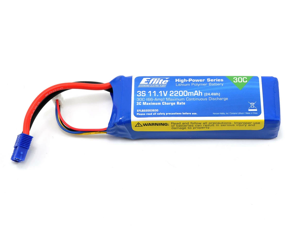 E-flite 3S LiPo Battery 30C (11.1V/2200mAh) w/EC3 Connector 1 E-flite 3S LiPo Battery 30C (11.1V/2200mAh) w/EC3 Connector