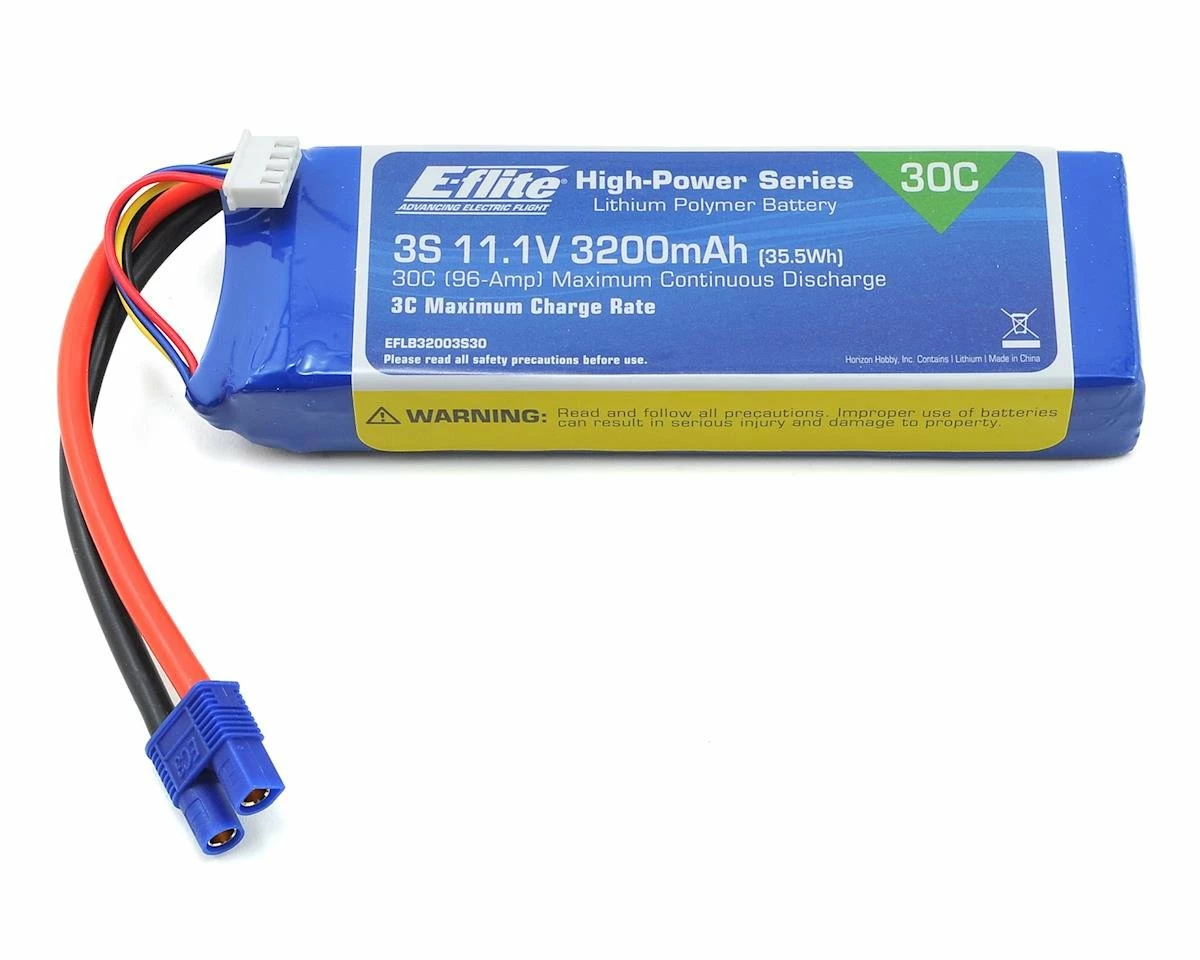 E-flite 3S LiPo Battery 30C (11.1V/3200mAh) w/EC3 Connector 1 E-flite 3S LiPo Battery 30C (11.1V/3200mAh) w/EC3 Connector