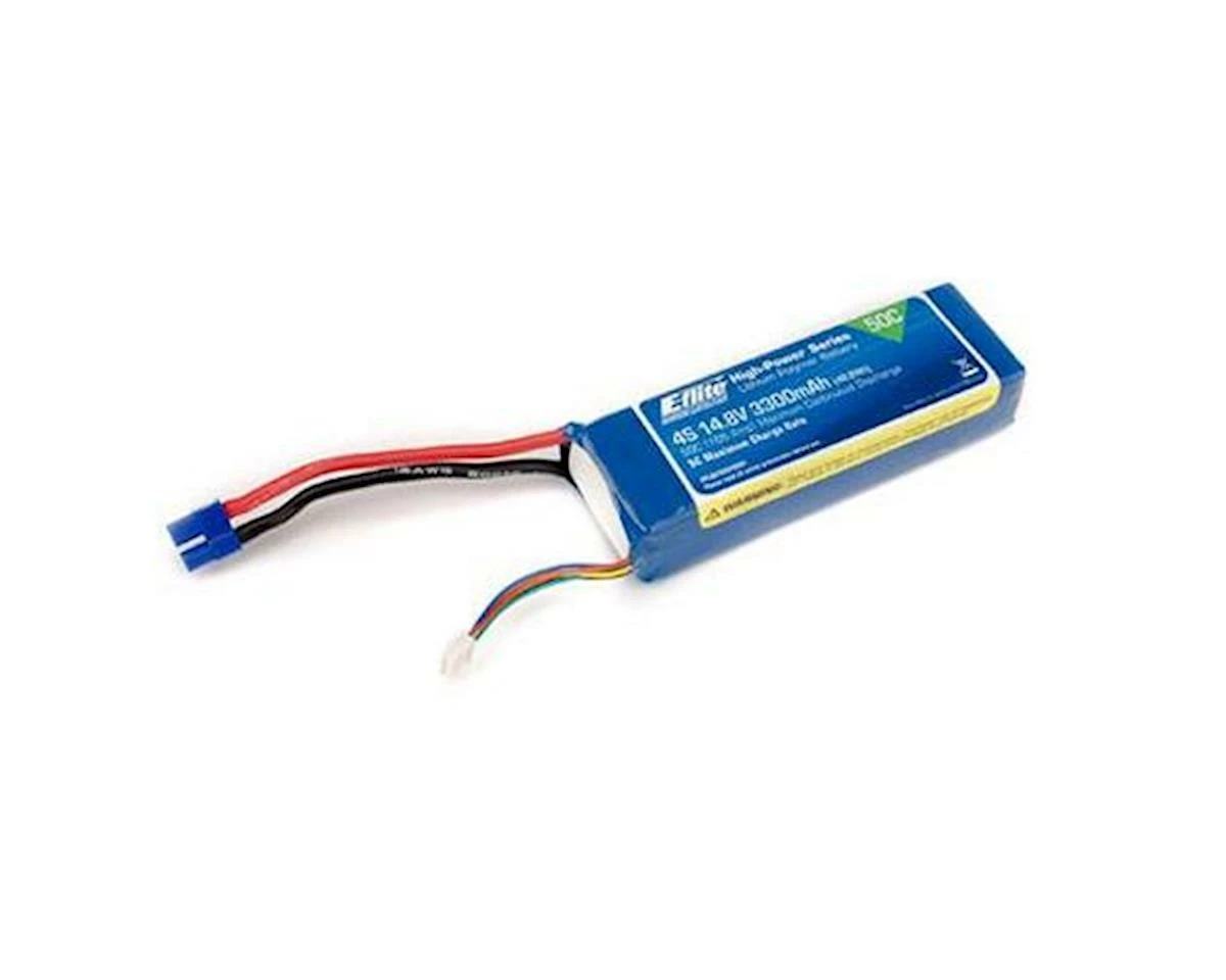 E-flite 3300mAh 4S 14.8V 50C LiPo, 12AWG EC3 1 E-flite 3300mAh 4S 14.8V 50C LiPo, 12AWG EC3