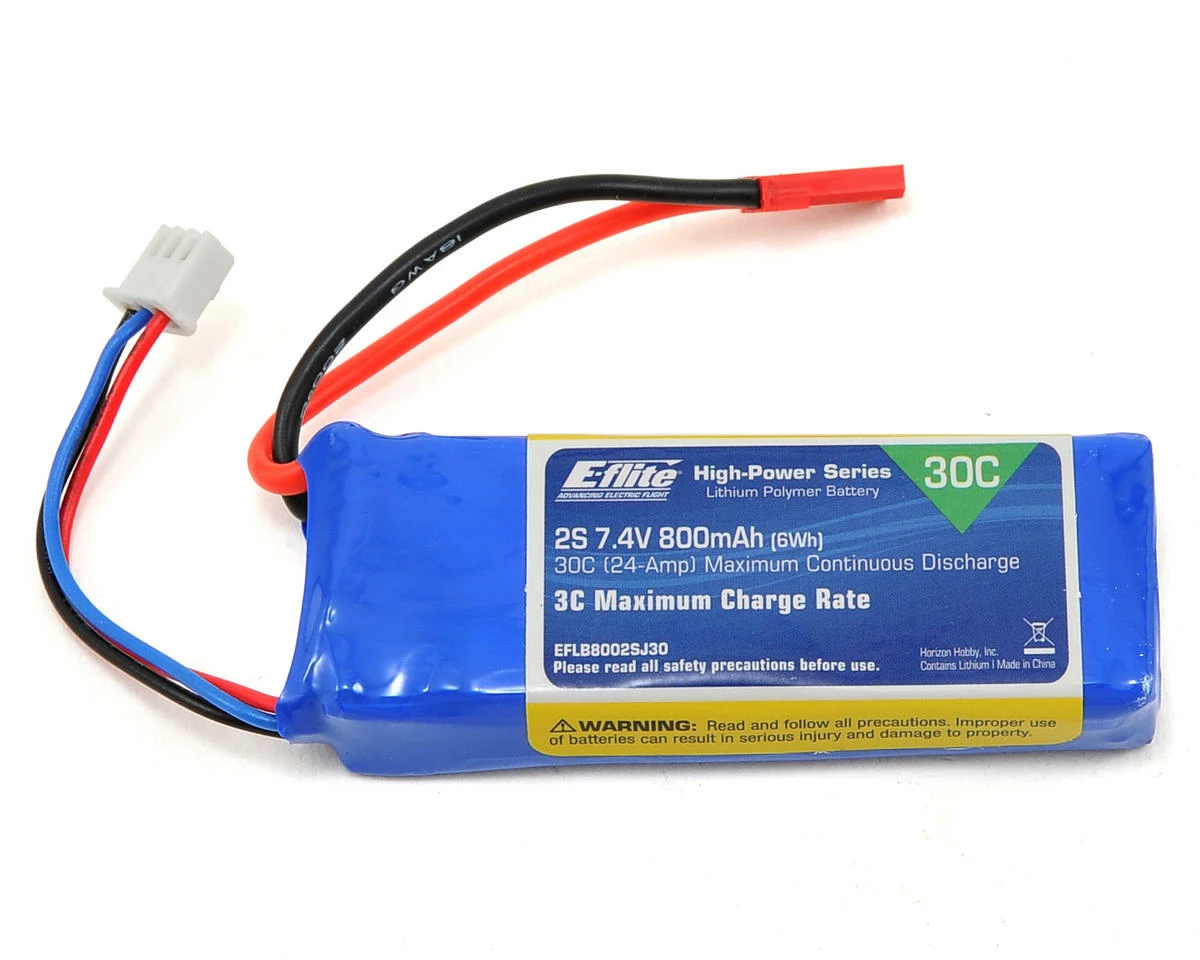 E-flite 2S LiPo 30C Battery (7.4V/800mAh) w/JST Connector 1 E-flite 2S LiPo 30C Battery (7.4V/800mAh) w/JST Connector