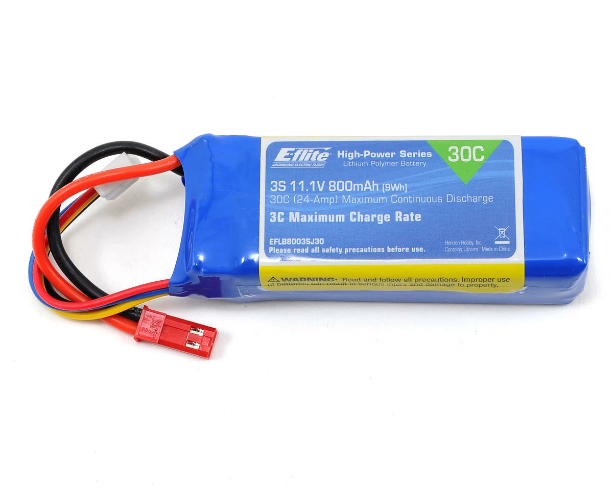 E-flite 3S LiPo Battery Pack 30C (11.1V/800mAh) w/JST Connector 1 E-flite 3S LiPo Battery Pack 30C (11.1V/800mAh) w/JST Connector