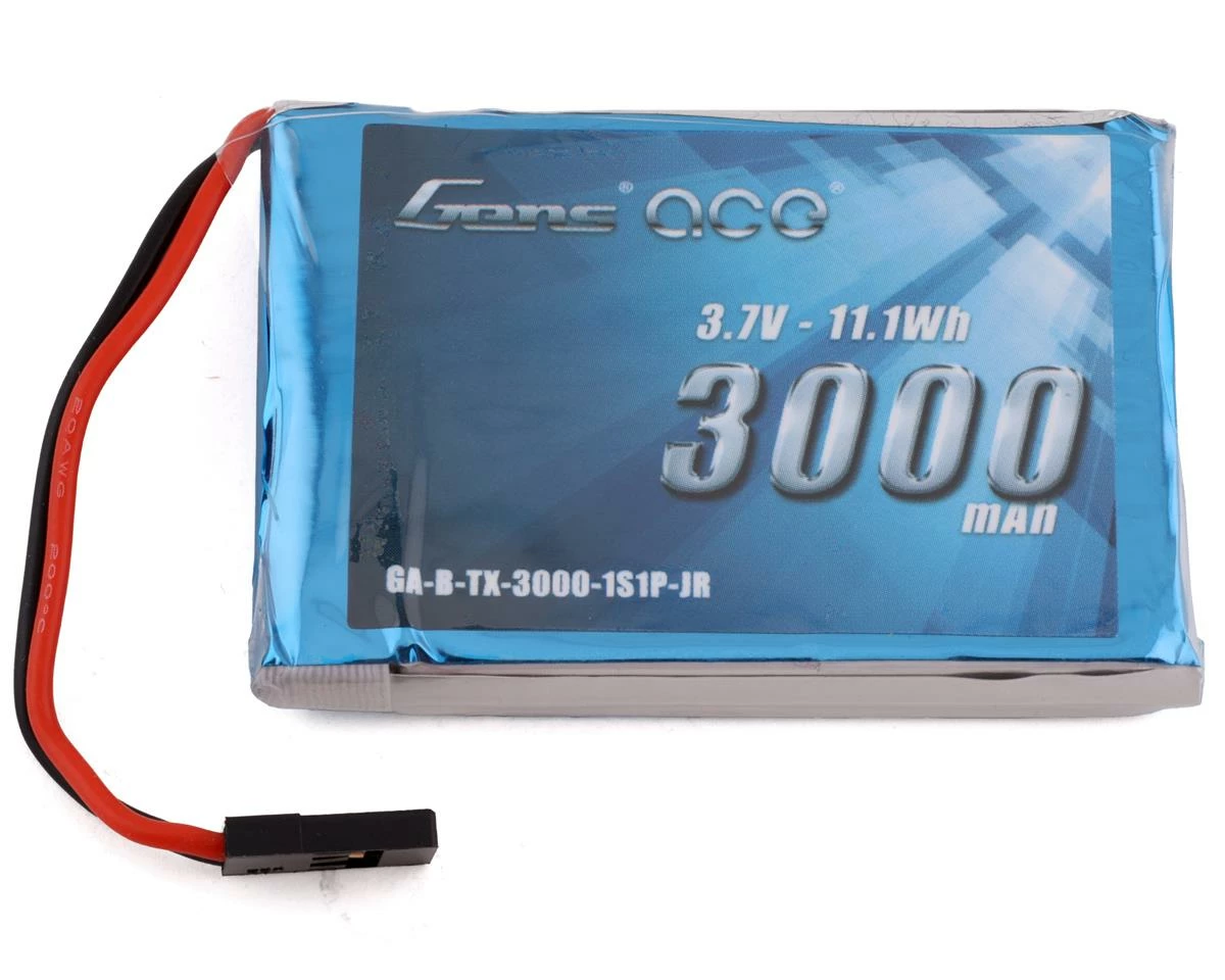 Gens Ace 1s LiPo Transmitter Battery (3.7V/3000mAh) w/JR Connector 1 Gens Ace 1s LiPo Transmitter Battery (3.7V/3000mAh) w/JR Connector