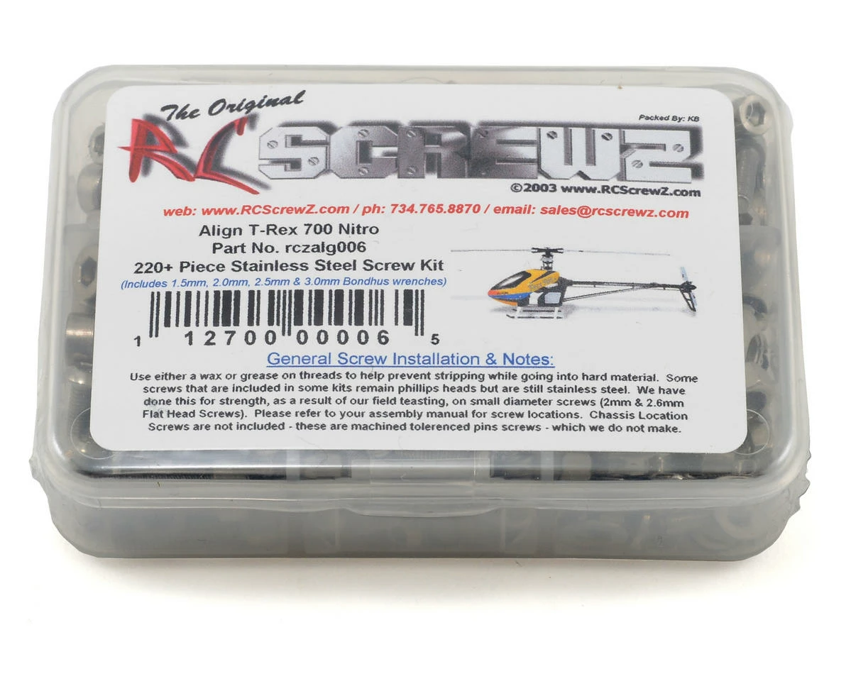 RC Screwz Align T-Rex 700 Nitro Stainless Steel Screw Kit 1 RC Screwz Align T-Rex 700 Nitro Stainless Steel Screw Kit