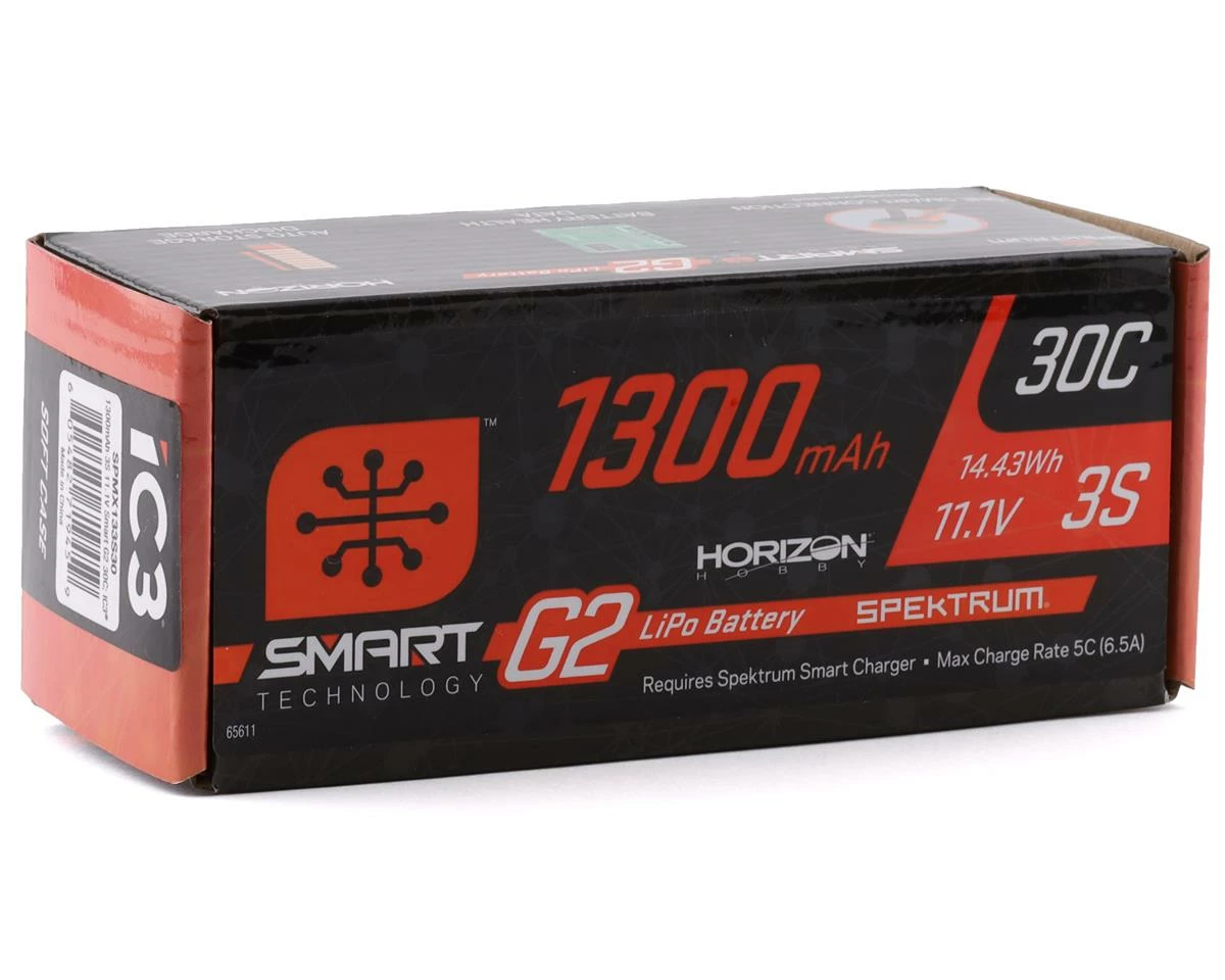 Spektrum RC 3S Smart G2 LiPo 30C Battery Pack w/IC3 Connector (11.1V/1300mAh) 2 Spektrum RC 3S Smart G2 LiPo 30C Battery Pack w/IC3 Connector (11.1V/1300mAh) - Image 2