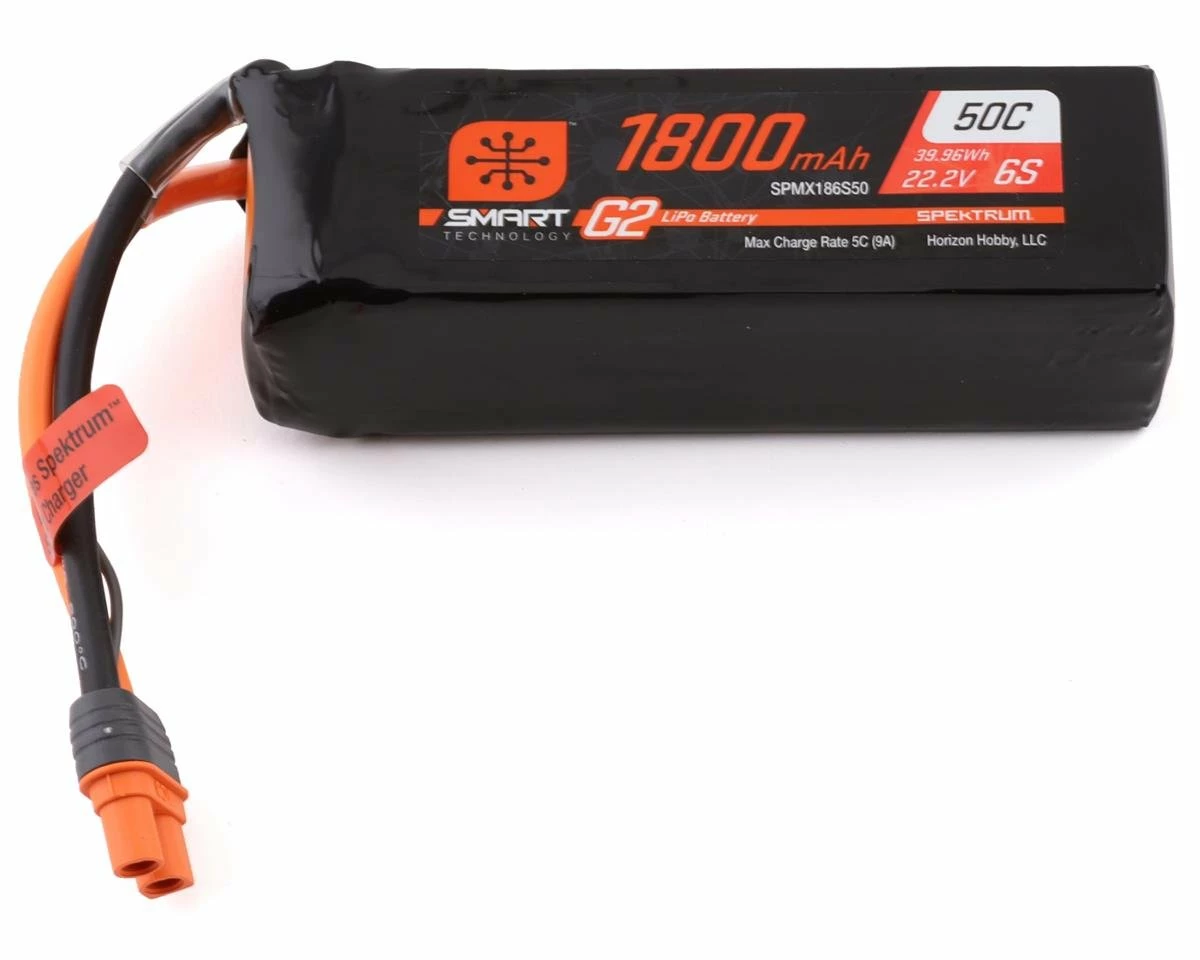 Spektrum RC 6S Smart G2 LiPo 50C Battery Pack (22.2V/1800mAh) w/IC3 Connector 1 Spektrum RC 6S Smart G2 LiPo 50C Battery Pack (22.2V/1800mAh) w/IC3 Connector