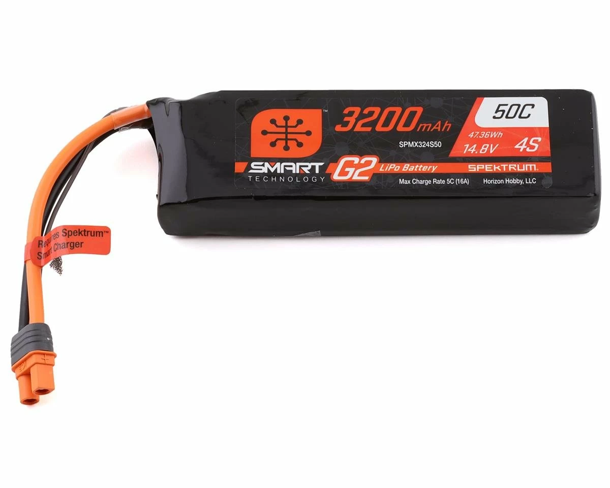 Spektrum RC 4S Smart G2 LiPo 50C Battery Pack (14.8V/3200mAh) w/IC3 Connector 1 Spektrum RC 4S Smart G2 LiPo 50C Battery Pack (14.8V/3200mAh) w/IC3 Connector