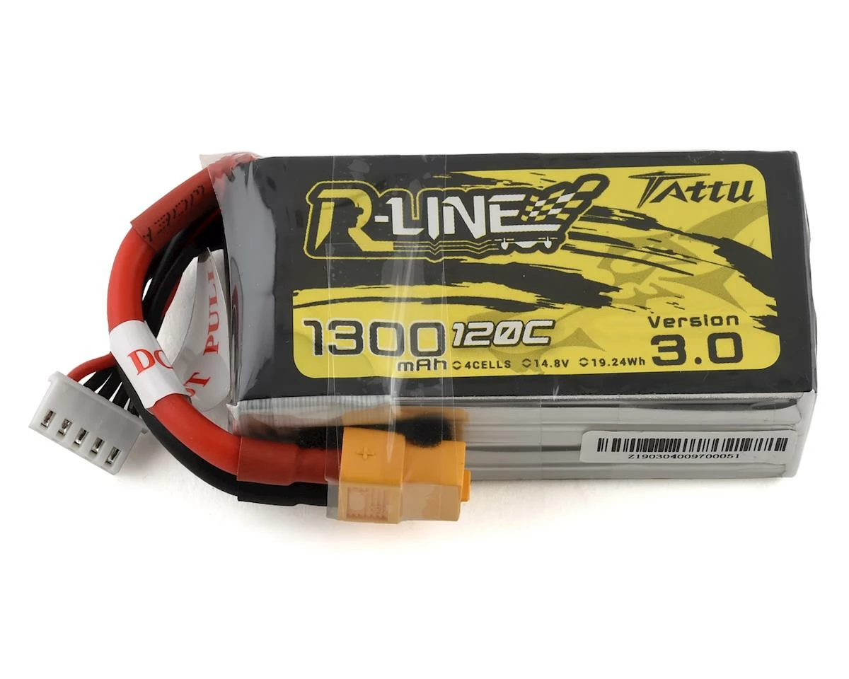 Tattu "R-Line 3.0" 4S LiPo Battery 120C (14.8V/1300mAh) (JST-XH) w/XT-60 Connector 1 Tattu "R-Line 3.0" 4S LiPo Battery 120C (14.8V/1300mAh) (JST-XH) w/XT-60 Connector